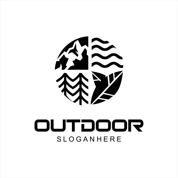 抽象山徽向量自然户外景观剪影图片下载