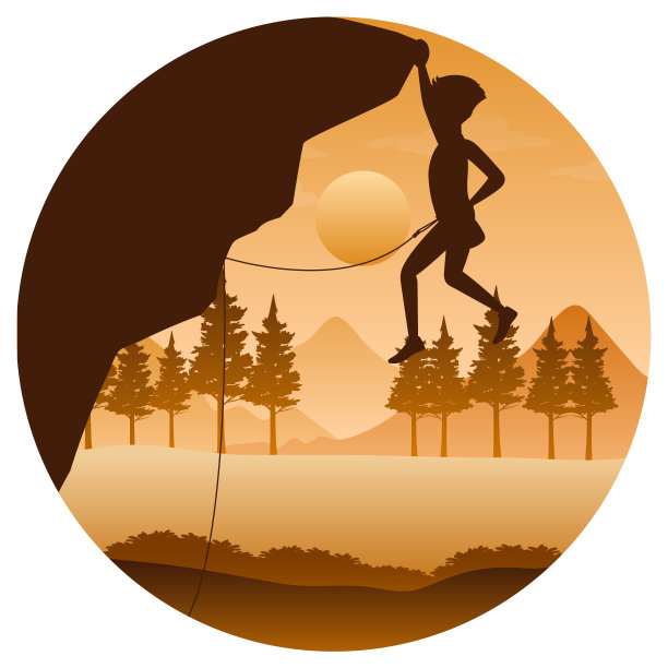 剪影攀岩徽章图片下载