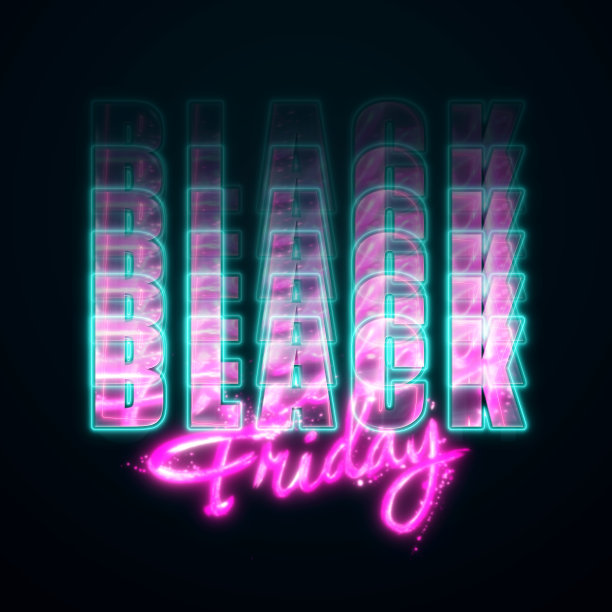 黑色背景上的粉色铭文黑色星期五。清仓大甩卖传单，杂志风格的现代设计折扣价格下降海报。3d插图3d渲染复制空间。图片下载