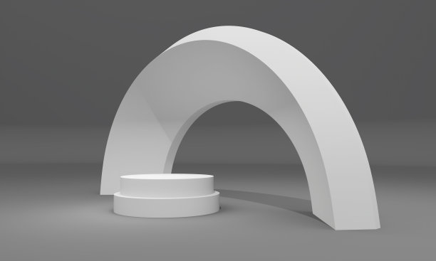 空平台场景与弧线元素或底座显示，3D渲染图片下载