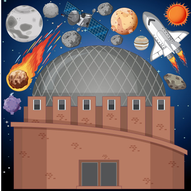夜空中有行星的天文馆图片下载
