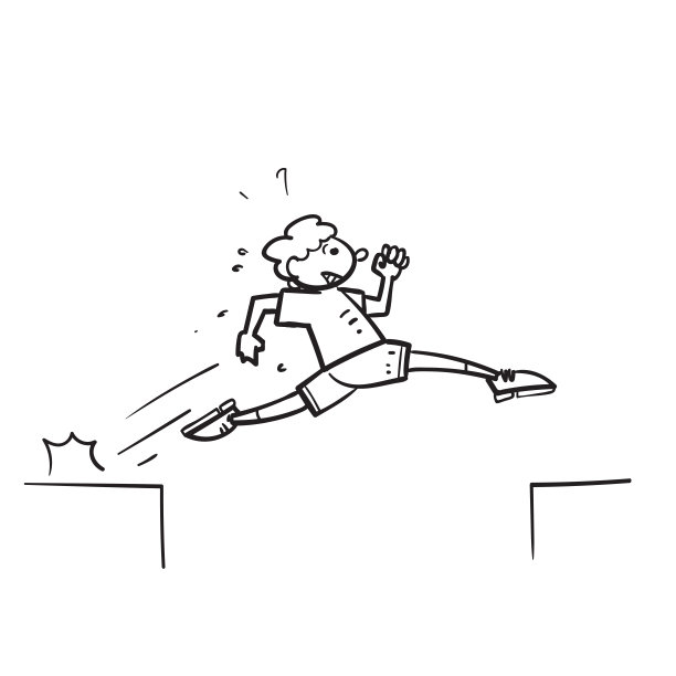 手绘涂鸦人跳过山口矢量插图图片下载