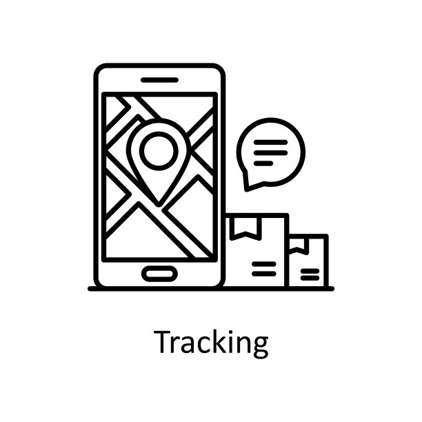 包裹跟踪矢量轮廓图标设计说明。物流和供应链管理符号白色背景EPS 10文件图片下载