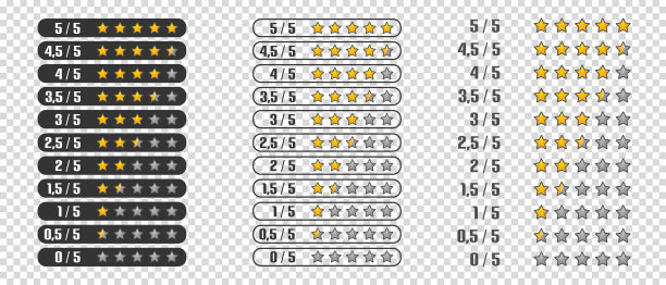 产品评级星星集-在透明背景上隔离的不同矢量插图图片下载