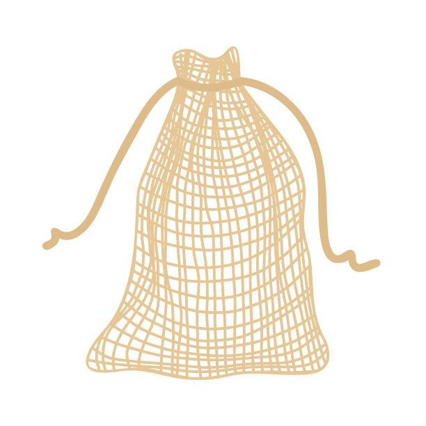 网眼环保袋隔离在白色背景上。天然和可生物降解的材料袋。矢量插图在平面卡通风格。环保产品。零浪费的概念。没有塑料图片下载