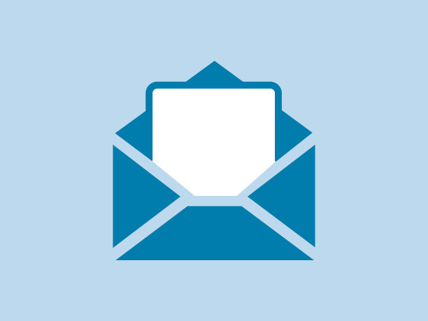 一个打开的蓝色信封，里面有一封信图片下载