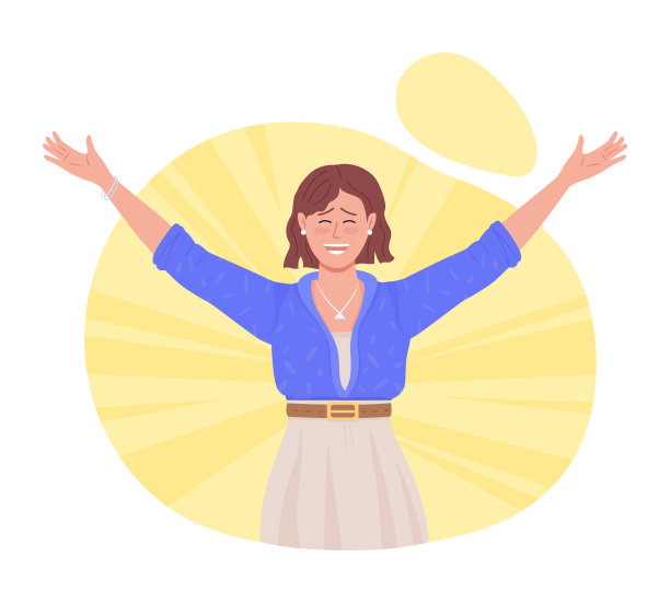 快乐女士二维矢量隔离插图图片下载