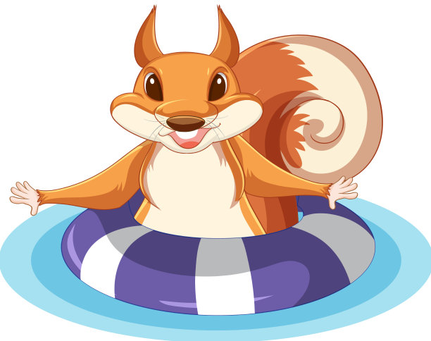 白色背景上戴着橡胶圈的松鼠图片下载