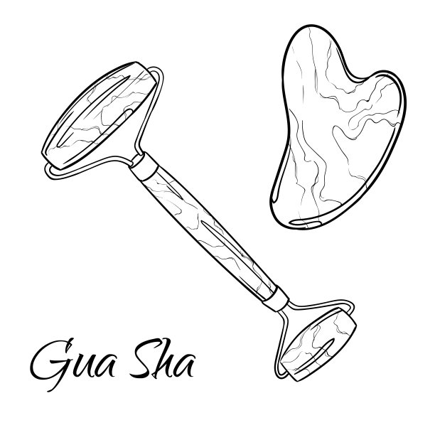 一套滚轮和刮刀刮沙由石头制成。孤立的手绘矢量插图。图片下载