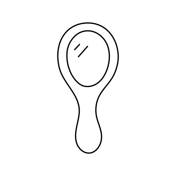 手镜。美发设备线条示意图。专业美发师工具。手绘涂鸦图标。矢量插图。理发师的象征图片下载