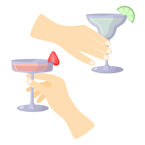 拿着装有酒精饮料的冷杯子。清凉夏日鸡尾酒。图片下载