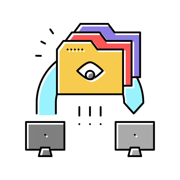 窃听攻击颜色图标矢量插图图片下载