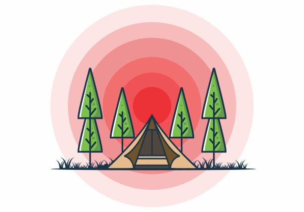 三角帐篷露营平面插图图片下载