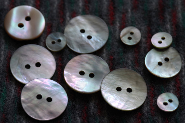 钮扣由天然梨母制成图片下载