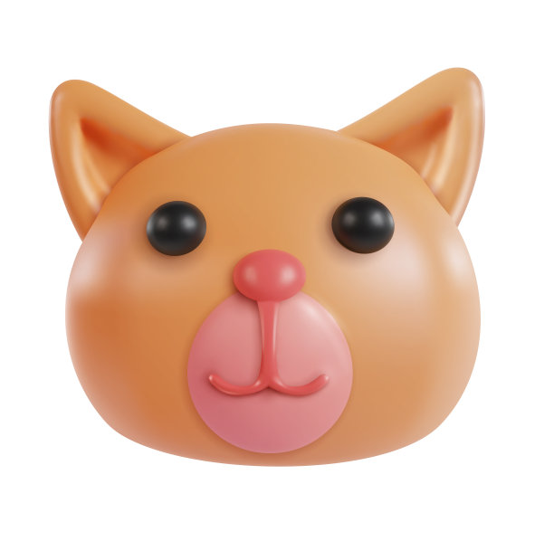 有趣的3d卡通猫头孤立在白色背景。逼真可爱的动物角色。装饰性的卡哇伊风格宠物。软塑料或粘土玩具。现代潮流矢量插图。图片下载