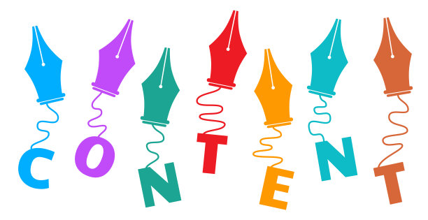 内容字母挂在钢笔符号彩色图片下载