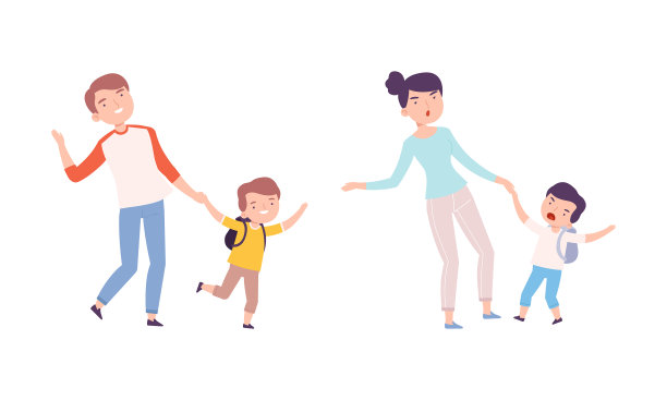 父母和他们的孩子手牵着手走路图片下载