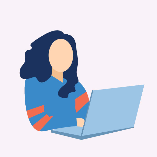 平面插图妇女在电脑笔记本电脑矢量数字图片下载