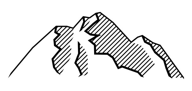 程式化的山的形象。自然的插图。雕刻风格。图片下载