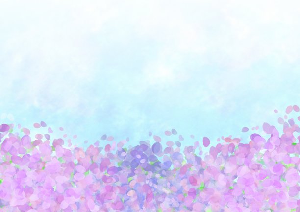水彩背景插图紫色的花和天空所有图片下载
