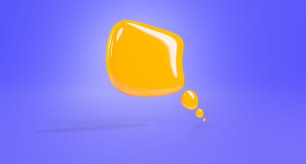 语音橙色泡泡，3d渲染。聊天图标，紫色背景。社交媒体帖子概念，卡通简约风格图片下载