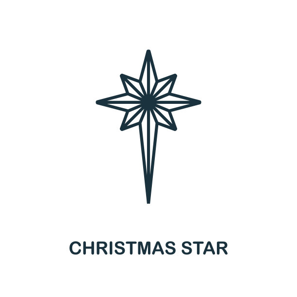 圣诞星图标。线条风格从圣诞节图标收集。瘦圣诞星图标的网页设计，应用程序，软件，打印使用图片下载