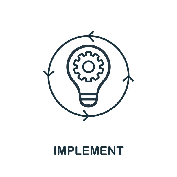 实现行图标。精简风格元素从企业管理收集。网页设计，应用程序和软件的简单实现图标图片下载
