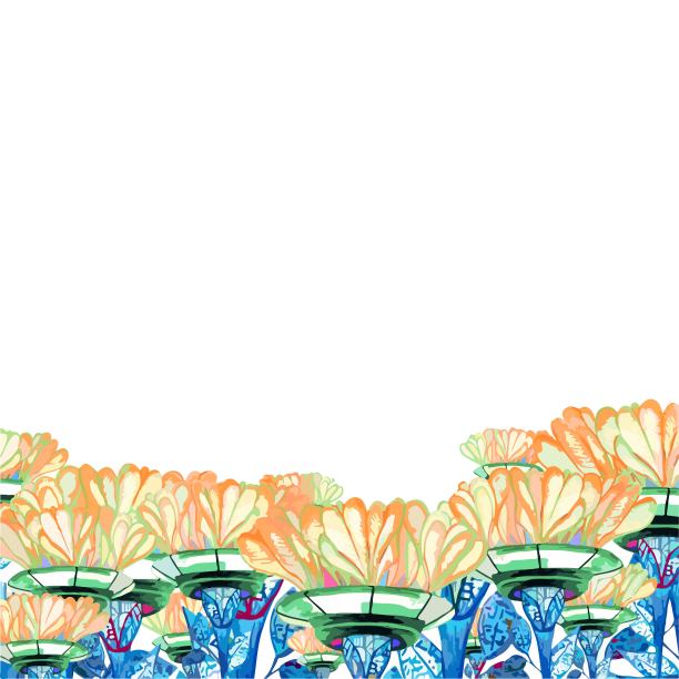 精致的花卉模板从玫瑰花瓣和一个外星人飞碟在白色背景为您的设计图片下载