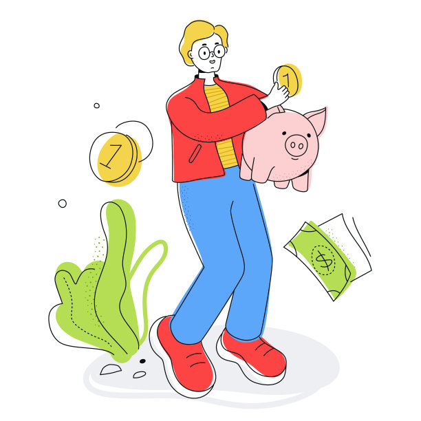 金融投资和储蓄-彩色平面设计风格插图图片下载