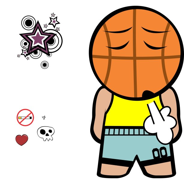 滑稽的篮球头卡通小孩图片下载
