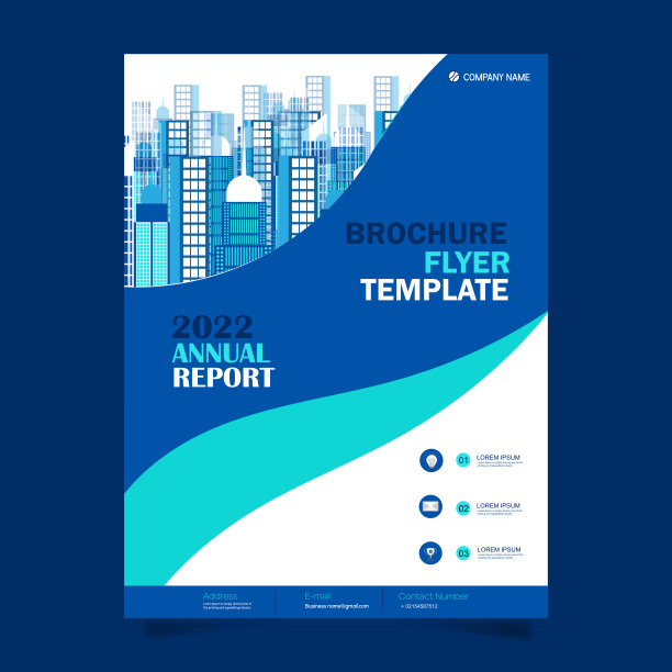 年度报告小册子传单模板，蓝色封面设计，商业广告，杂志广告，目录图片下载