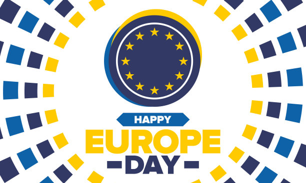 欧洲的一天。每年五月的公众假期。每年有两个纪念日——欧洲理事会的5月5日和欧洲联盟的5月9日。海报，卡片，横幅和背景。矢量图图片下载