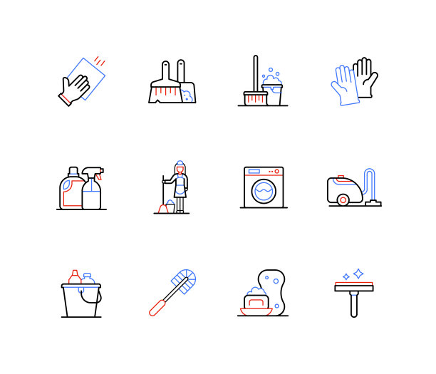 清洁消毒线图标设计风格图片下载