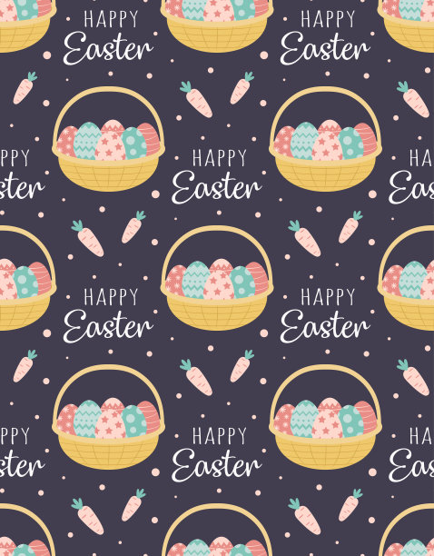 无缝图案与篮子复活节彩蛋图片下载