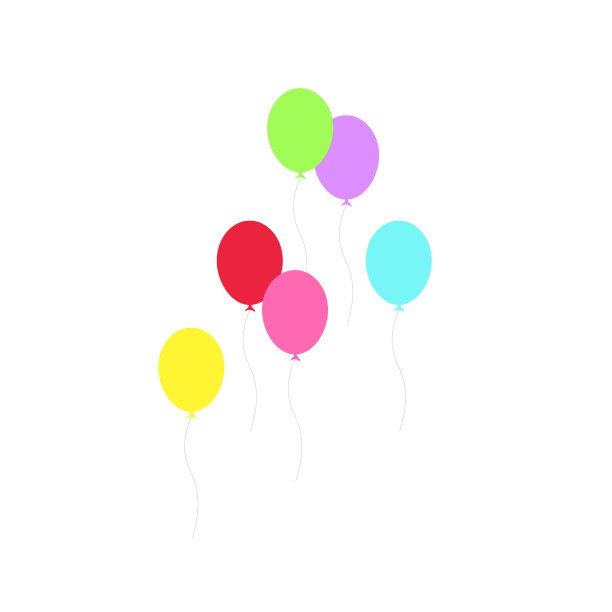 生日宴，生日派对，许多彩色气球，平面矢量插图和图标图片下载