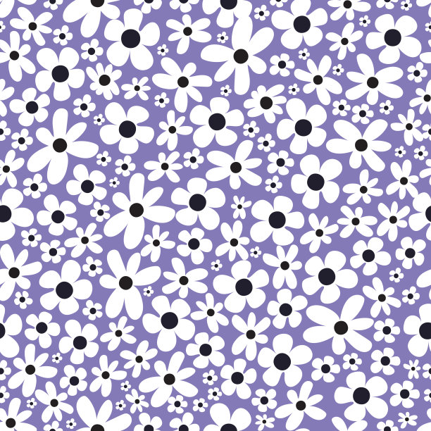 紫色背景上的甘菊和大花朵简约风格矢量图图片下载