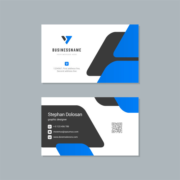 名片设计蓝色和黑色颜色打印模板图片下载