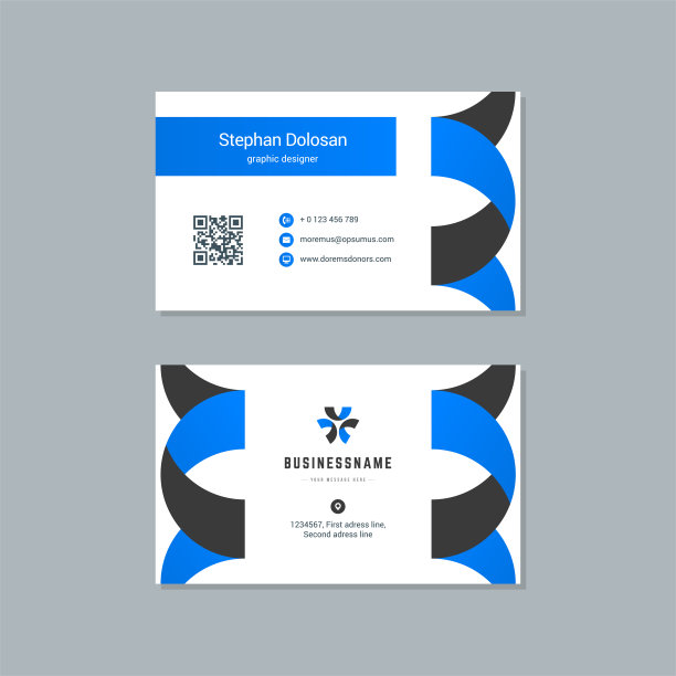 名片设计蓝色和黑色颜色打印模板图片下载