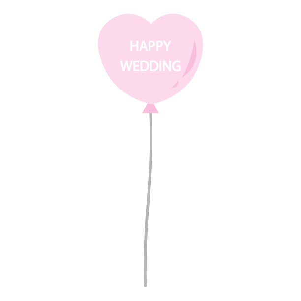 粉红心婚礼气球插图图片下载