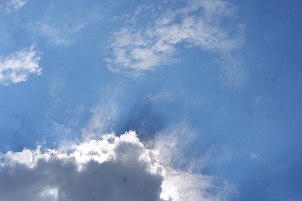 中午，晴空万里，白云朵朵图片下载