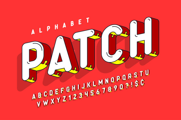 时尚的3d滑稽设计，彩色字母，字体，ABC图片下载