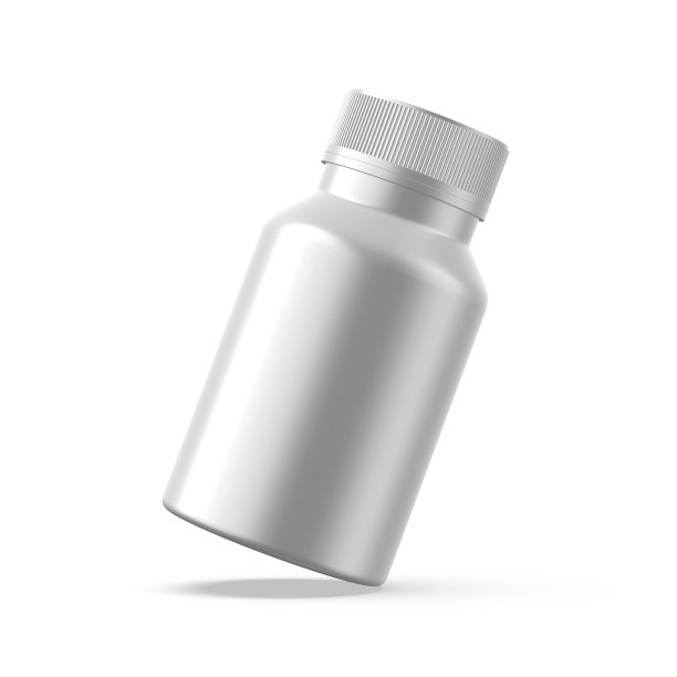 哑光金属药丸罐模型模板，哑光药瓶胶囊和药片在孤立的白色背景，3d插图图片下载