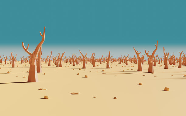 卡通干树，3d渲染。图片下载