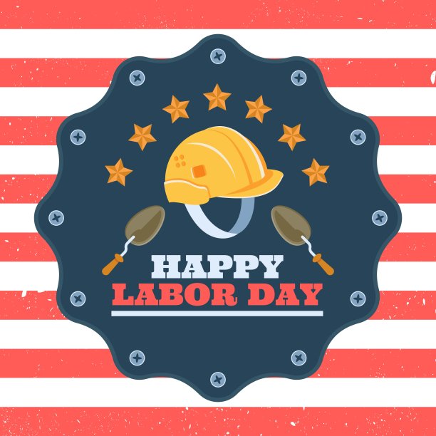 美国劳动节贺卡或邀请可爱和极简主义插图劳动工具图片下载