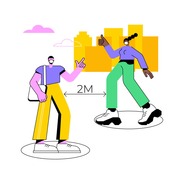 保持距离，抽象概念矢量插图。图片下载