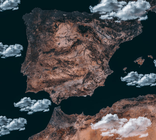 西班牙，一个地形的3D渲染图片下载