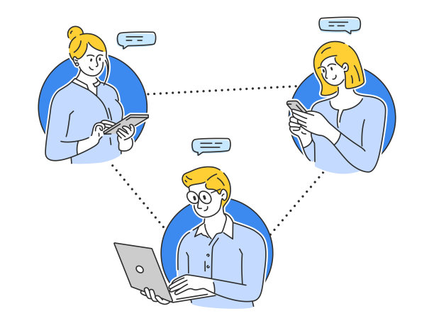 男人和女人都参加商业会议、项目演示、谈判、头脑风暴和相互交谈。数字通信解决方案分析，规划研究创新和解决方案。现代平面矢量插图。图片下载