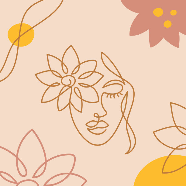 抽象形象与连续线条的女人。图片下载