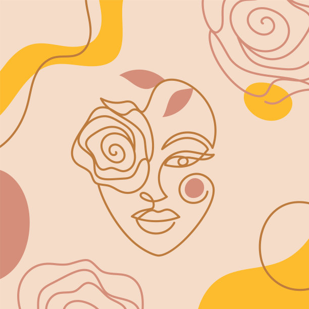 抽象形象与连续线条的女人。图片下载