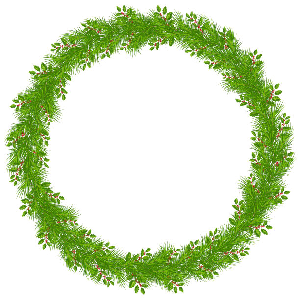 圣诞花环冷杉树枝，绿色冬青树叶和红色浆果。新年的装饰图片下载